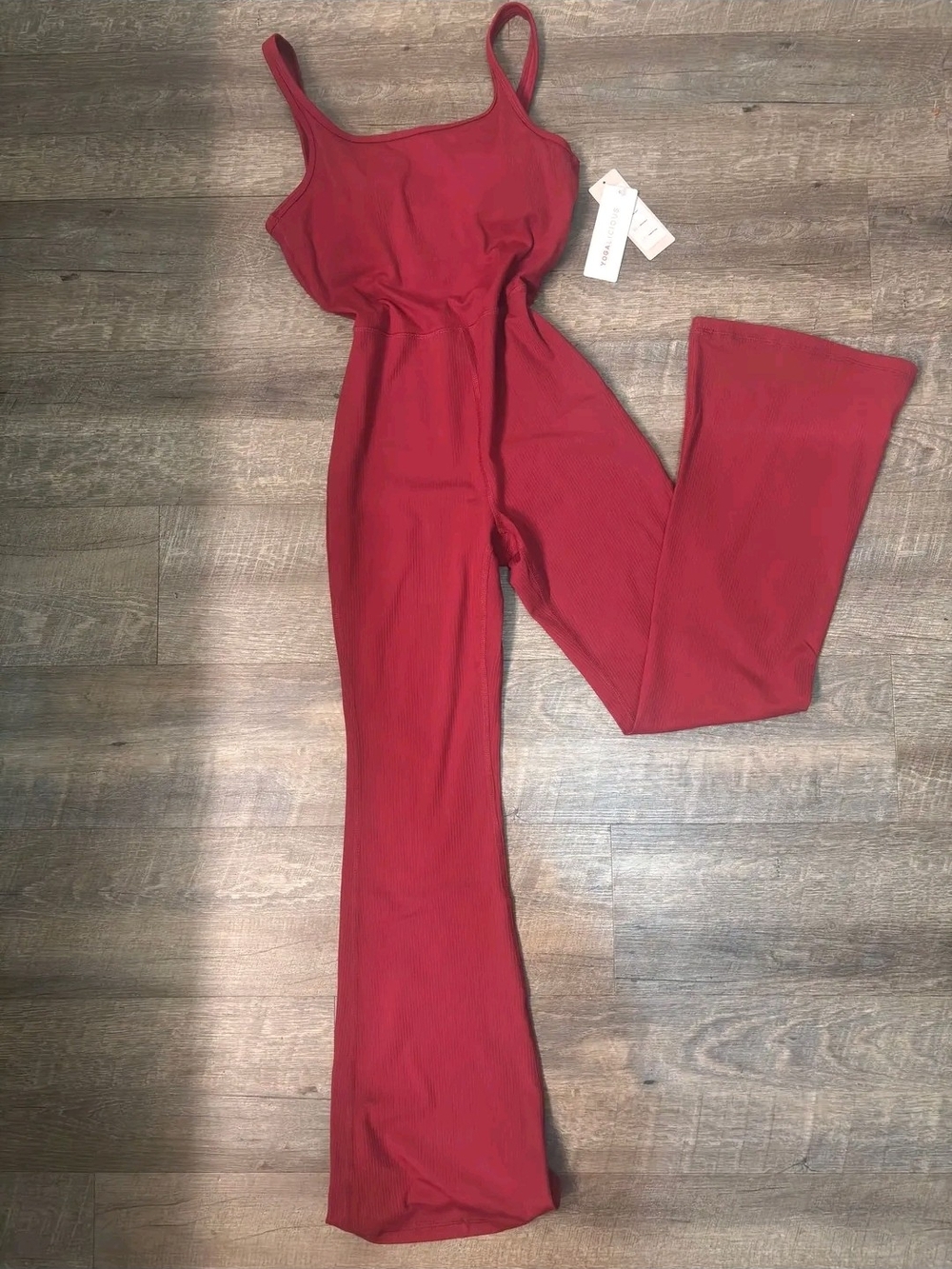 Yogalicious Ribbed Red Strap Jumpsuit